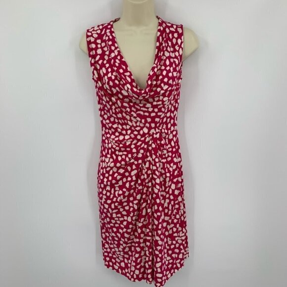 DVF Diane von Furstenberg Noe leopard leaves pink white dress silk scoop new 4 - Picture 1 of 6